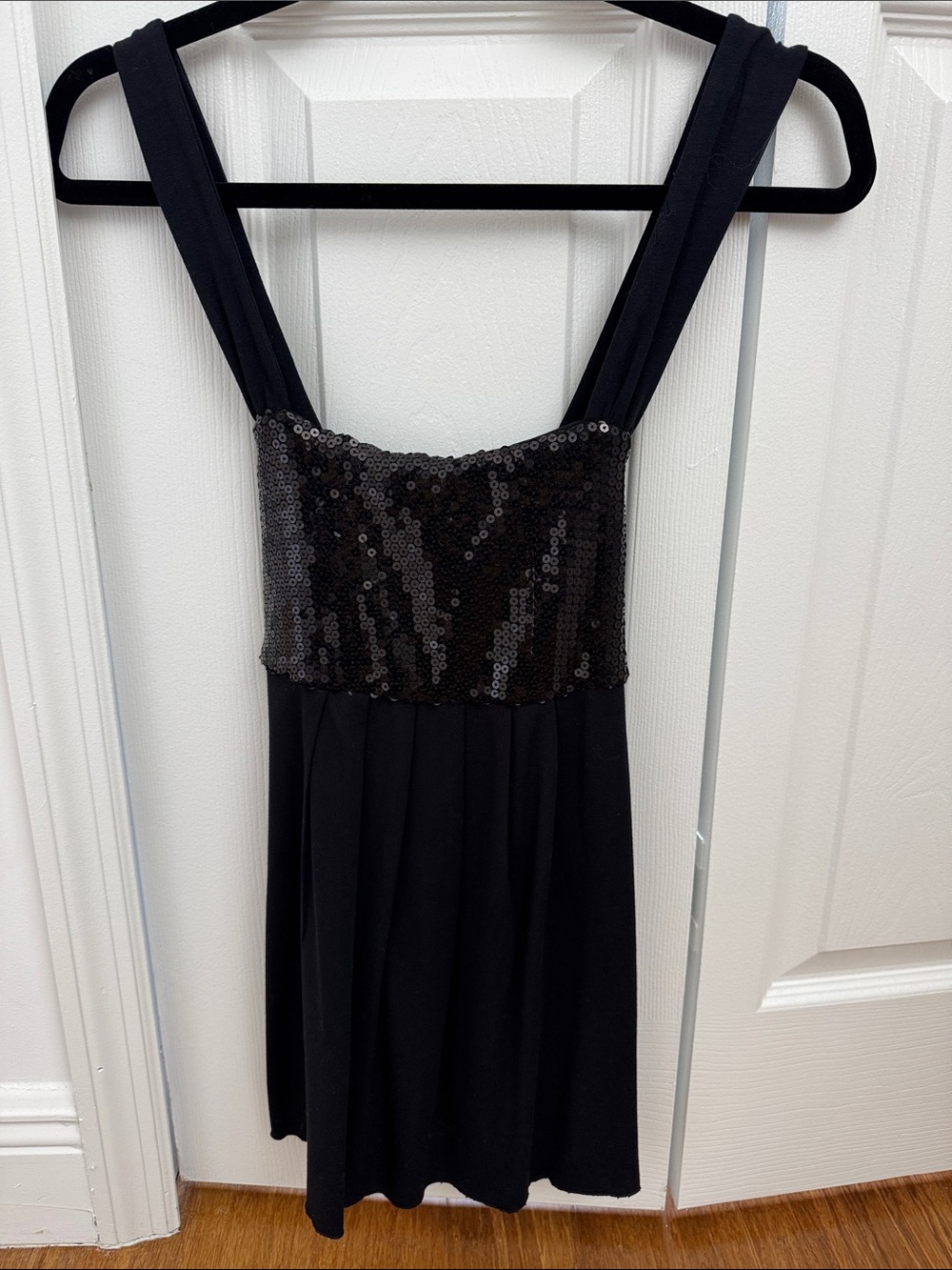 INC International Concepts Black Sequin Crisscross top Size Small